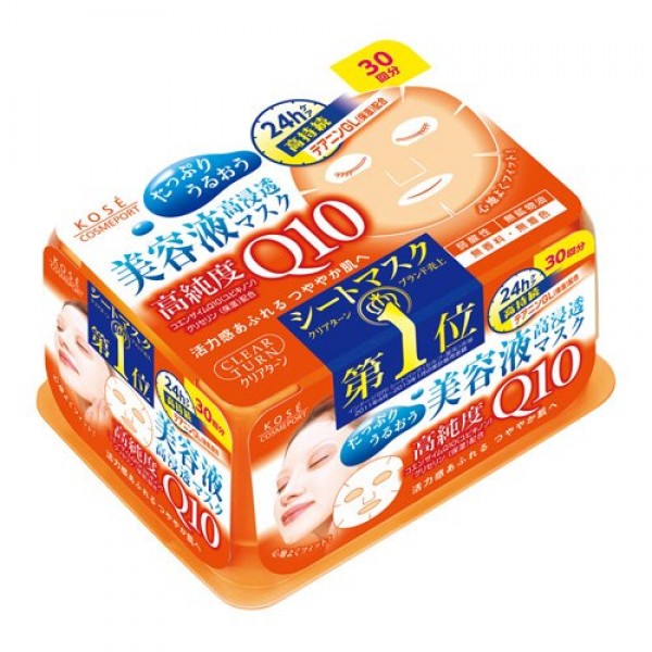 แผ่นมาร์คหน้าญี่ปุ่น Q10 Kose Clear Turn White Essence 30 แผ่น